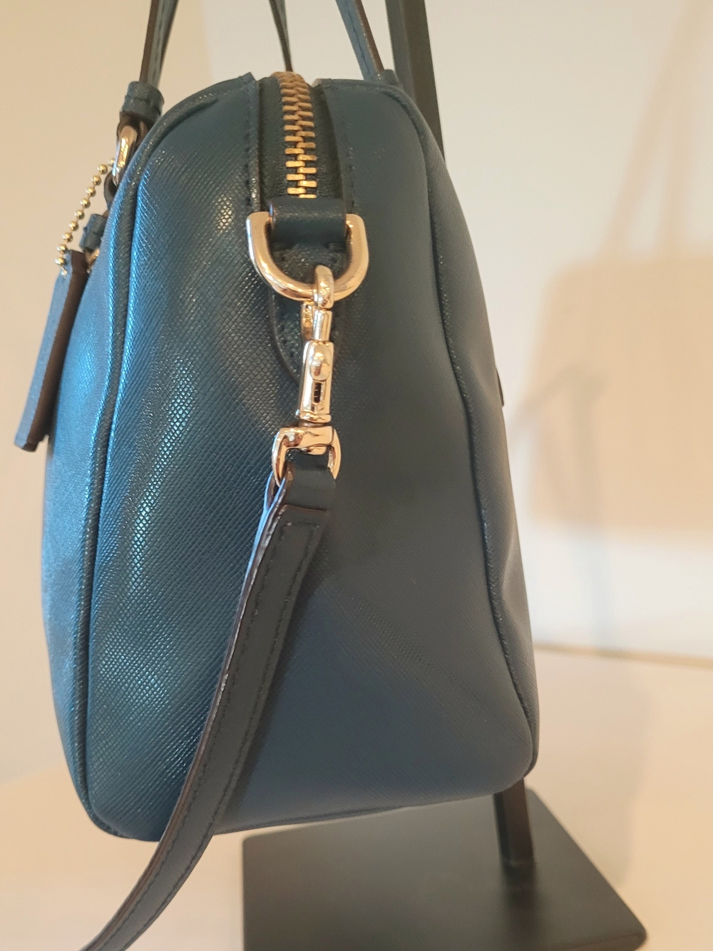 COACH Peyton Bennett Teal Saffiano Leather Satchel - Picture 5 of 8